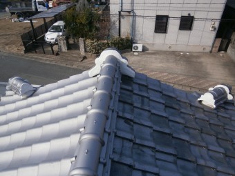 屋根漆喰詰め直し