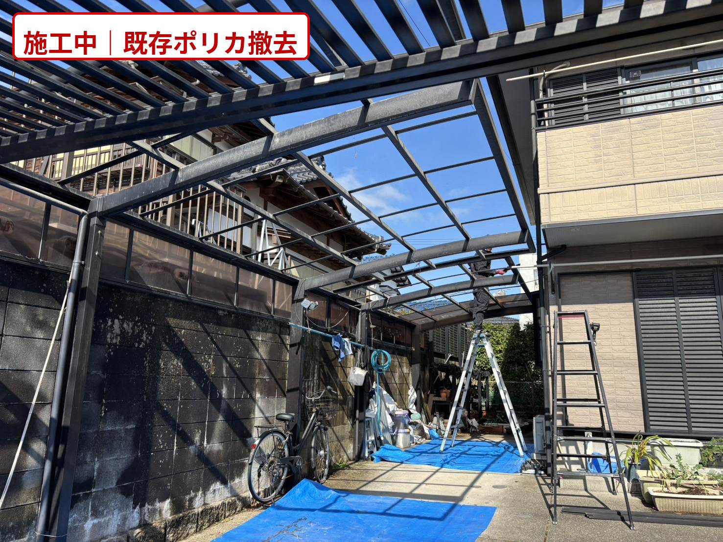 福岡市の波板、ポリカ屋根の交換
