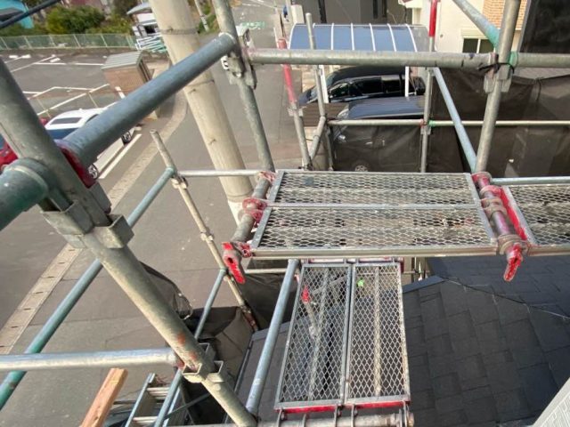 糟屋郡粕屋町のベランダ工事にともなう足場仮設