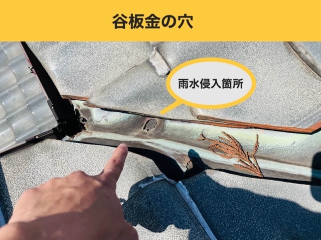 谷板金の穴