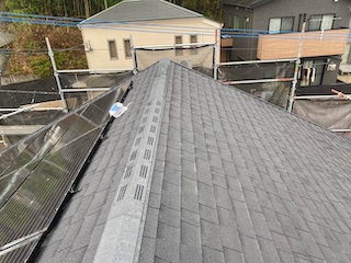 大野城市物件　屋根カバー工法　換気棟取り付け完了　街の屋根やさん福岡西