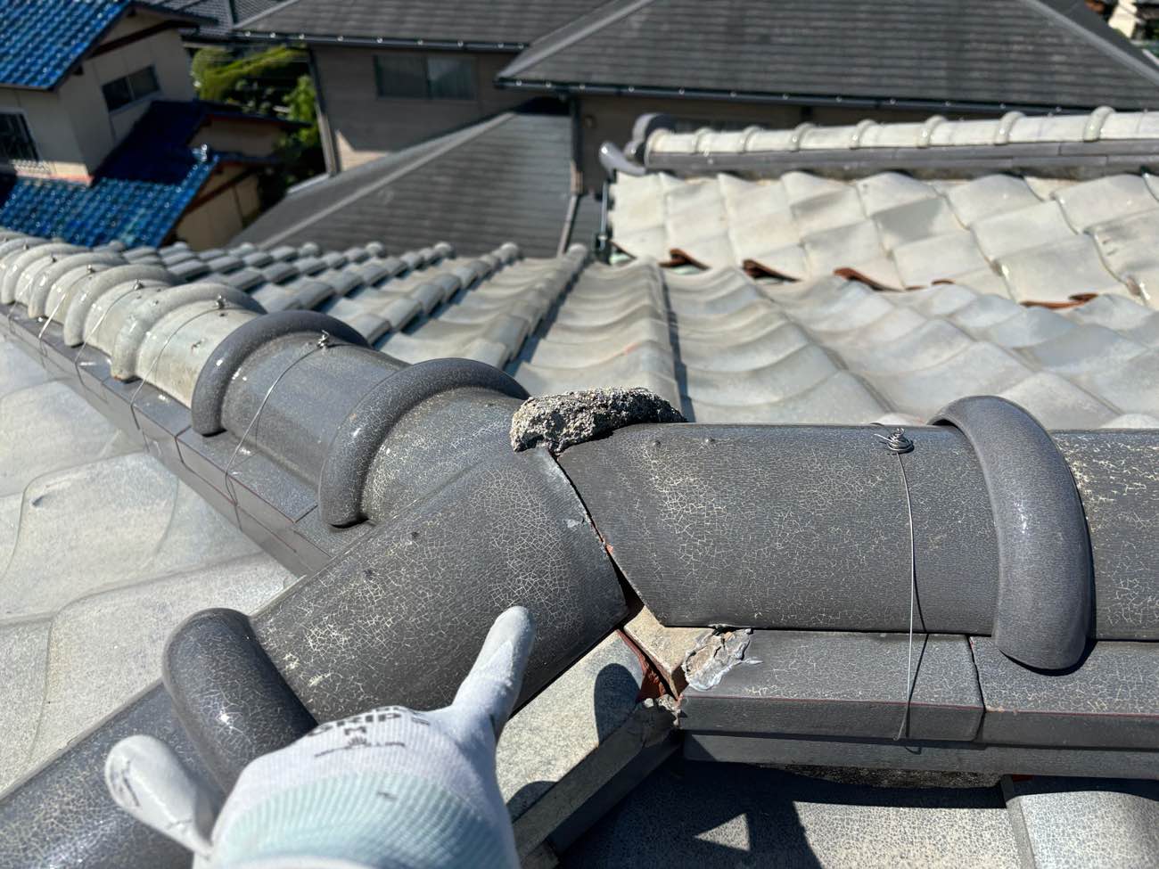 筑紫野市で実施した葺き替え工事、施工前