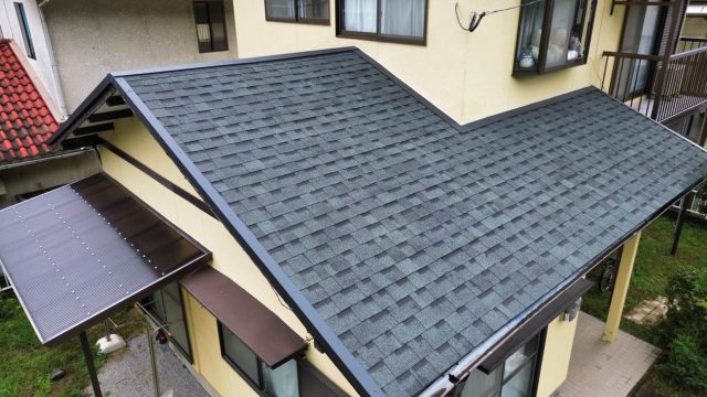 宇美町のカバー工事が完了した屋根