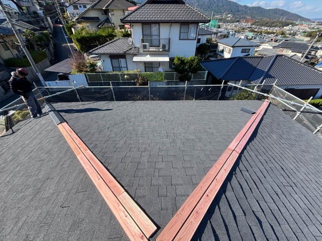 福岡市南区の棟板金工事中
