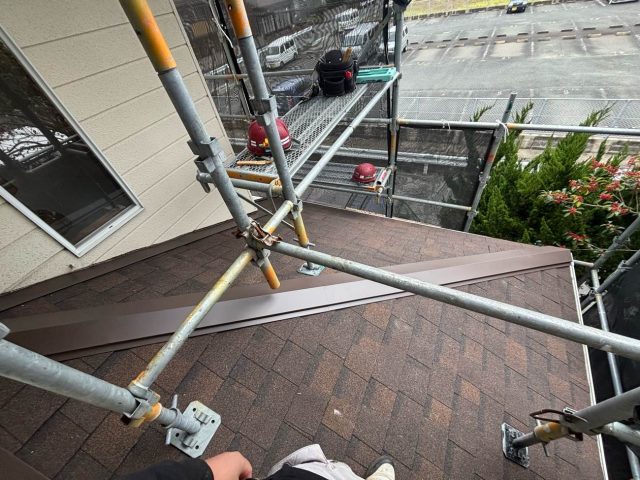 糸島市の差し掛け屋根の板金設置が完了