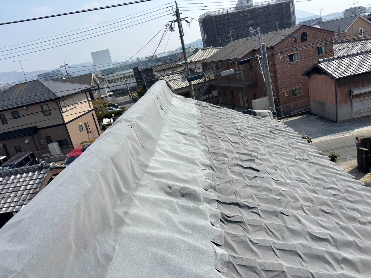 防水シート施工、福岡市中央区の雨漏り工事