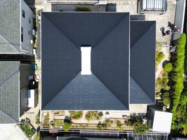 福岡市東区の屋根調査を行った住宅航空写真