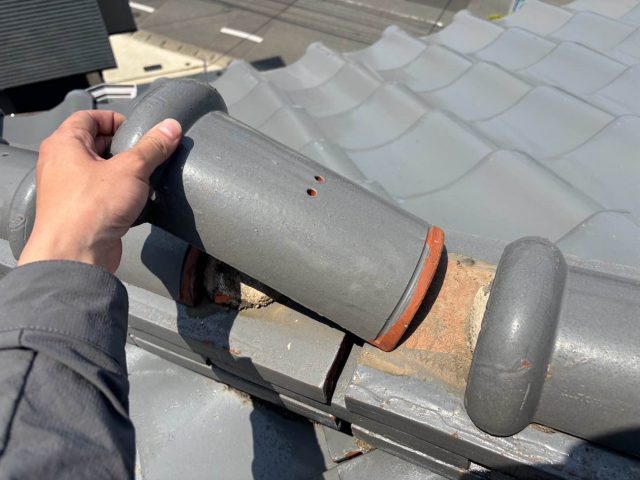 福岡市東区で見つかった棟瓦の外れ