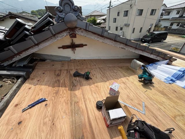 宇美町で施工された新しい野地板