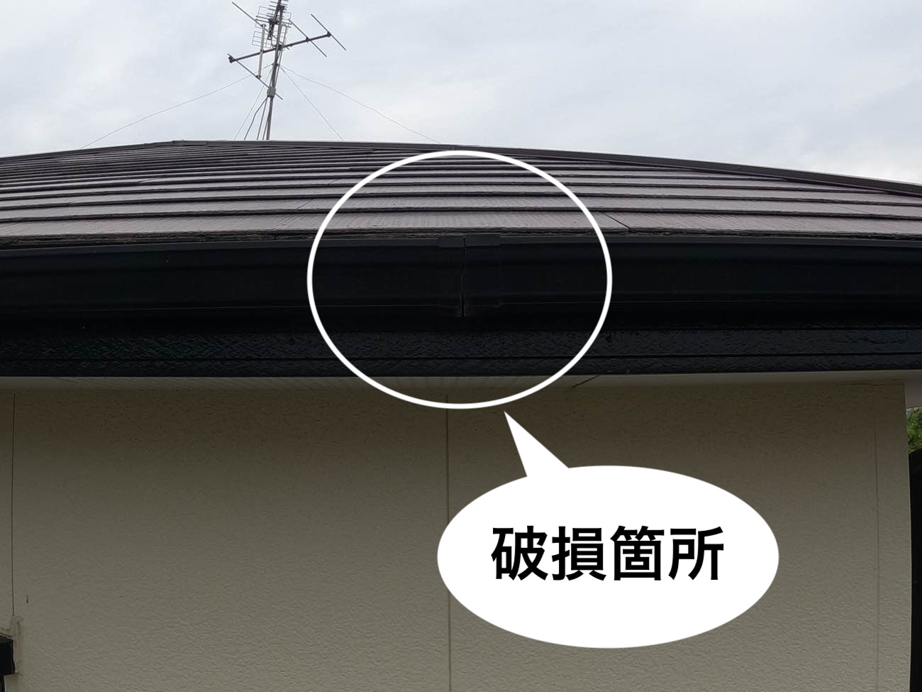 雨樋の破損、軒樋