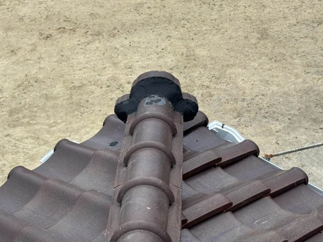 福岡市南区の漆喰詰め増し後の棟瓦