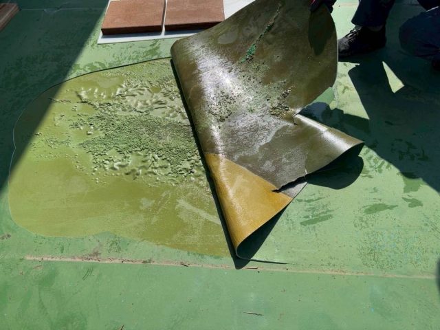 筑紫野市で見つかったシート防水の老朽化