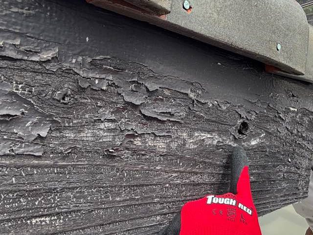 福岡市東区で見つかった破風板の穴あき