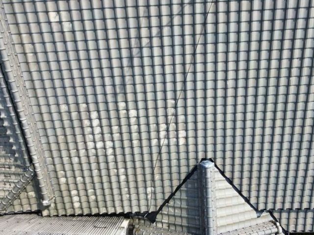 糸島市の瓦屋根のドローン調査