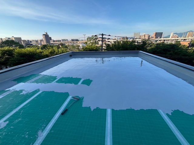 糸島市の防水工事おけるウレタン樹脂塗布