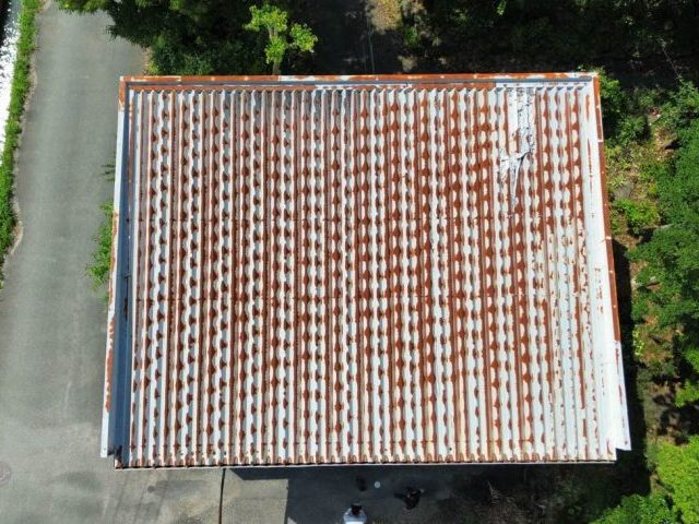 糸島市の倉庫屋根の雨漏り点検