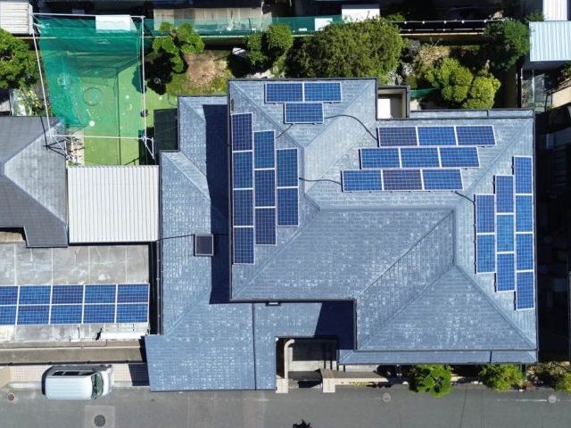 大野城市で屋根のドローン撮影