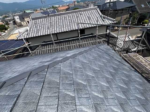 福岡市東区の屋根カバー工法、ルーガ鉄平、ストーンシルバー
