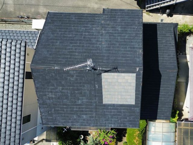 福岡市東区で屋根のドローン撮影