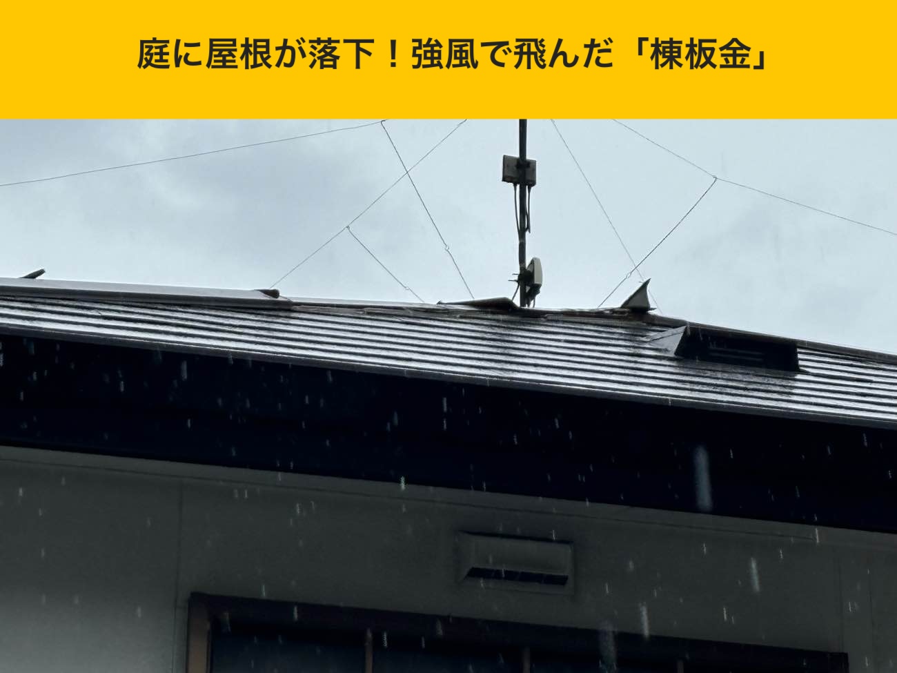 棟板金の飛散、糟屋郡志免町