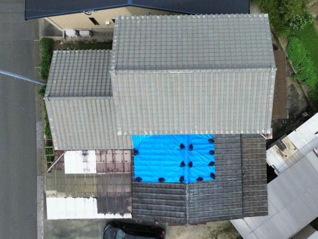 須恵町の雨漏りドローン調査