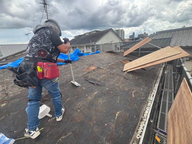 大野城市で劣化したスレートを撤去