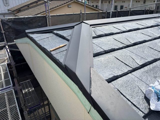 大野城市で葺き替え工事の板金仕上げ