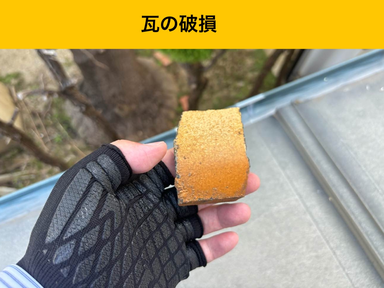 福岡市東区雨漏り調査、瓦の破損