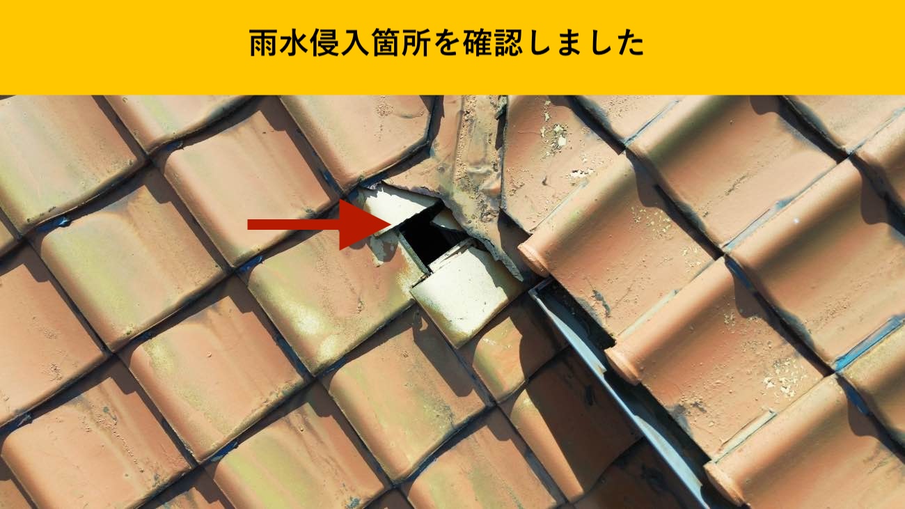 雨水侵入箇所を確認しました