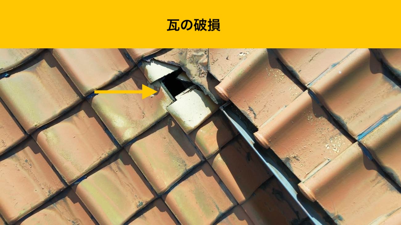 福岡市東区の瓦の破損