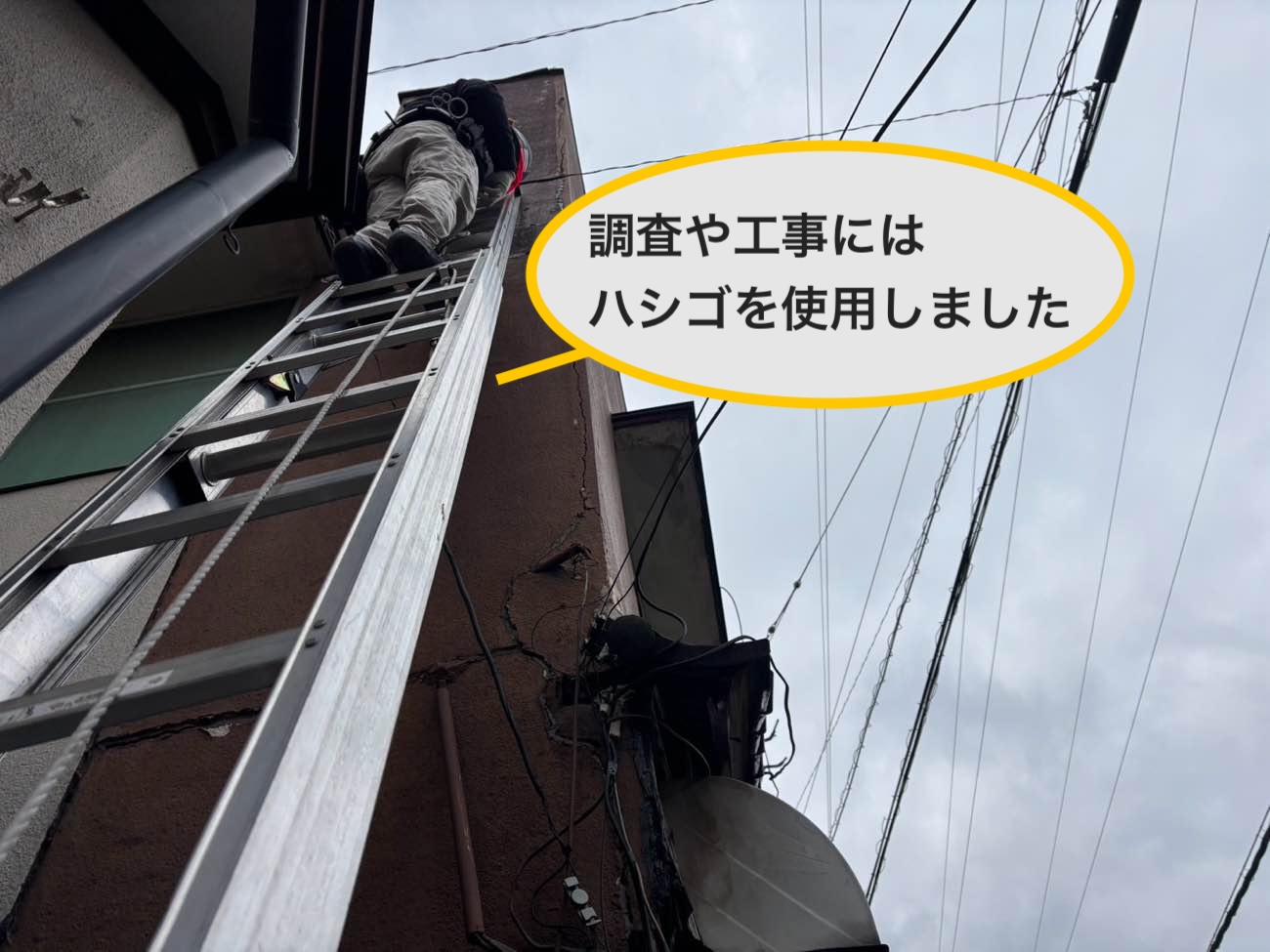 ハシゴを用いた安全な上屋根へのアプローチ