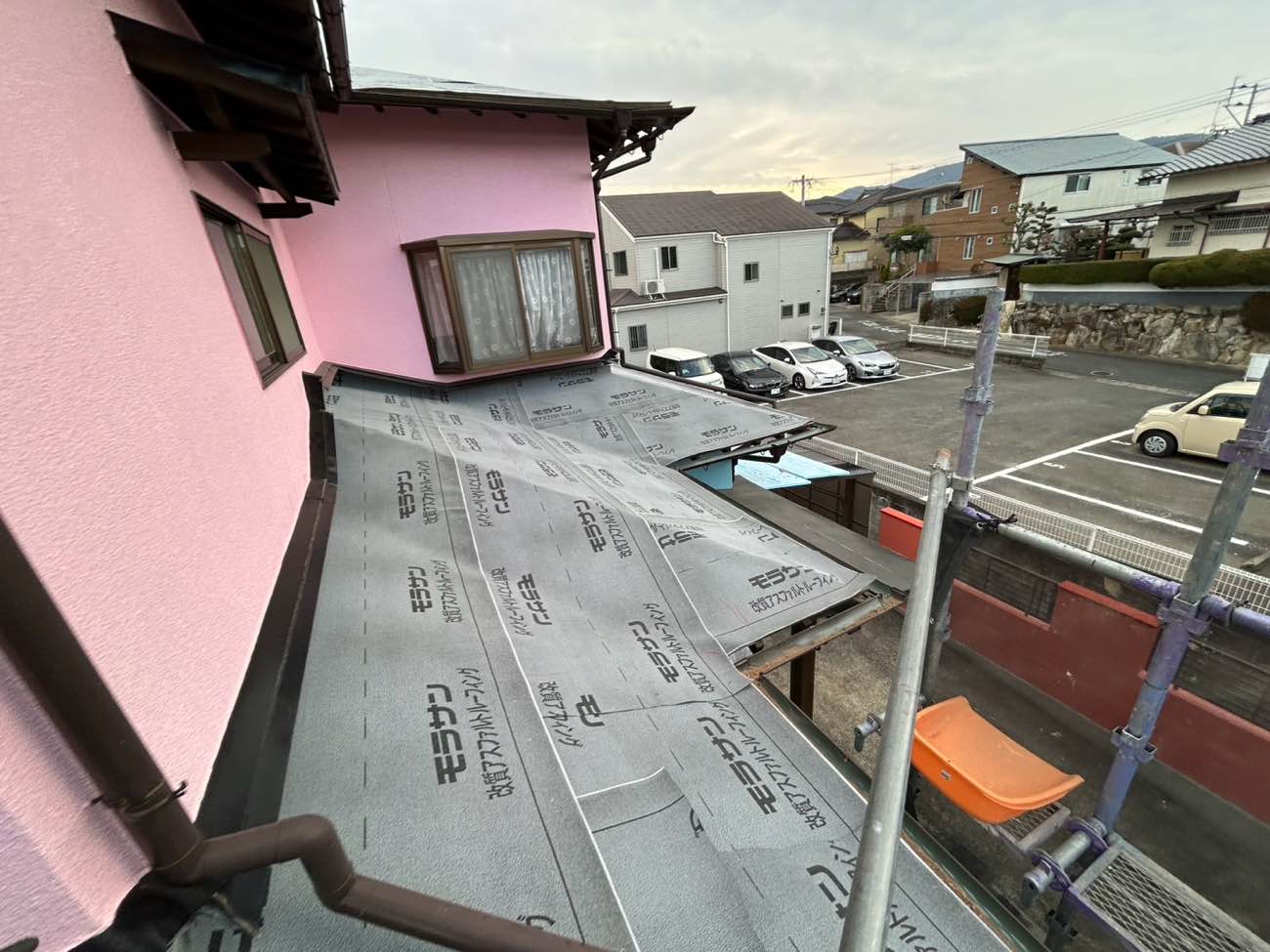 古賀市物件の防水シート、防水シートの施工