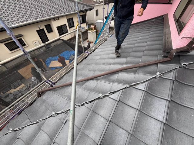 福岡市南区で差し掛け屋根にルーガ雅を施工