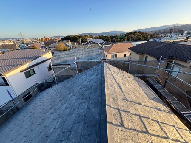 【福岡市南区】劣化したスレート屋根にルーガ鉄平（ストーンブラック）を重ね葺き