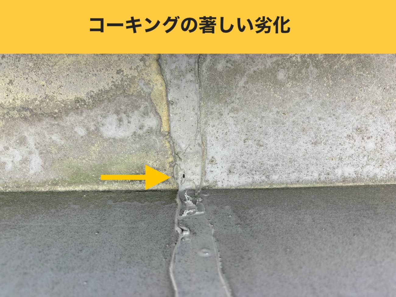 コーキングの著しい劣化