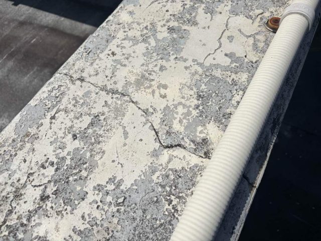 福岡市南区のペットクリニック陸屋根のひび割れ