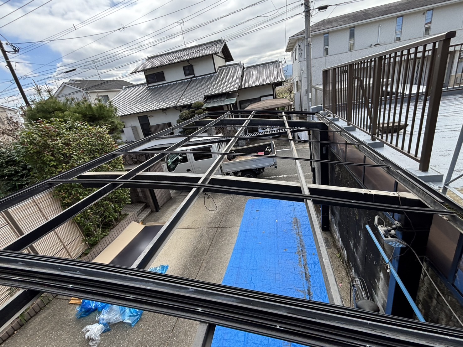 福岡市カーポート屋根の交換工事、波板工事