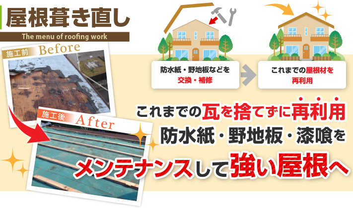 【糸島市のセメント瓦の雨漏り解決】既存の屋根を再利用する「ふき直し工事とは？」