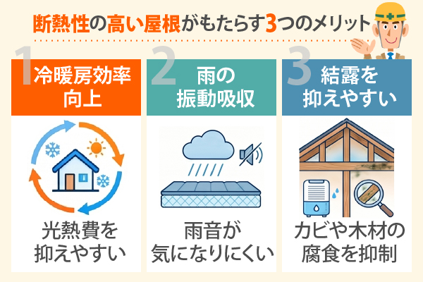 断熱性の高い屋根がもたらす3つのメリット